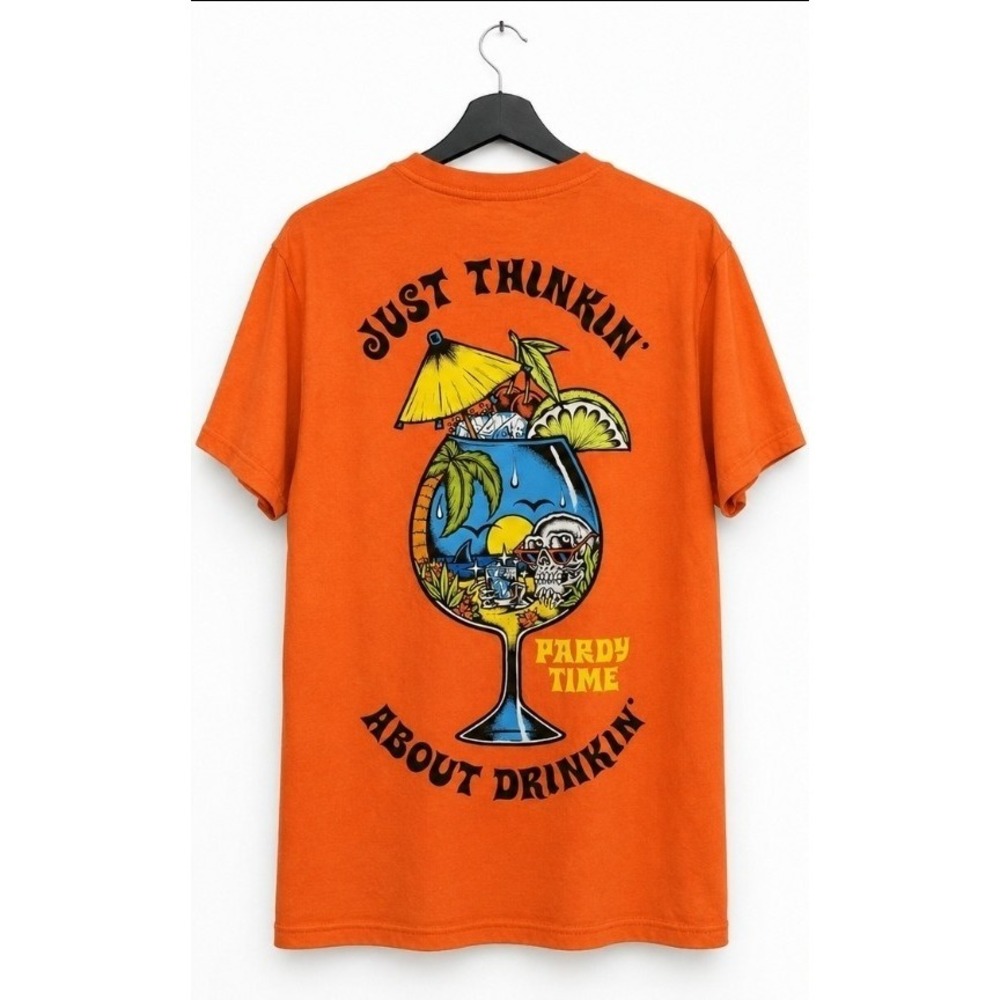 PARDY TIME Just Thinking about Drinkin Men's Sz Small T-shirt New Skull L300